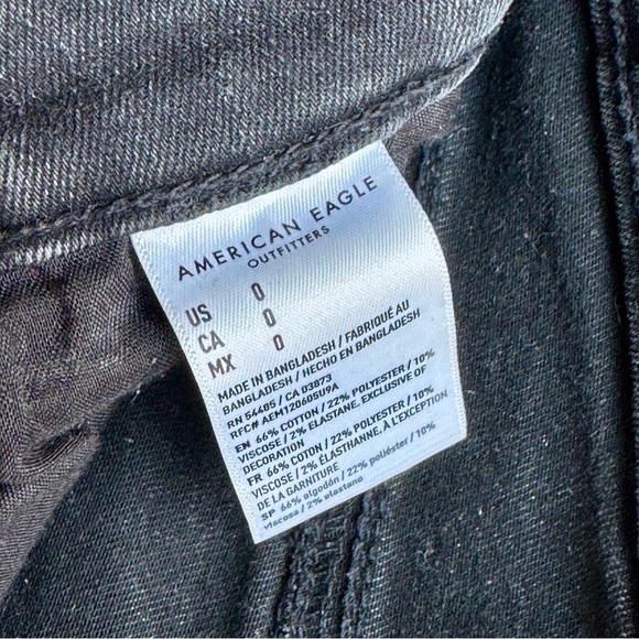American Eagle Outfitters High Rise Shortie Charcoal Black Distressed Size 0 - Picture 4 of 8